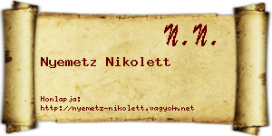 Nyemetz Nikolett névjegykártya